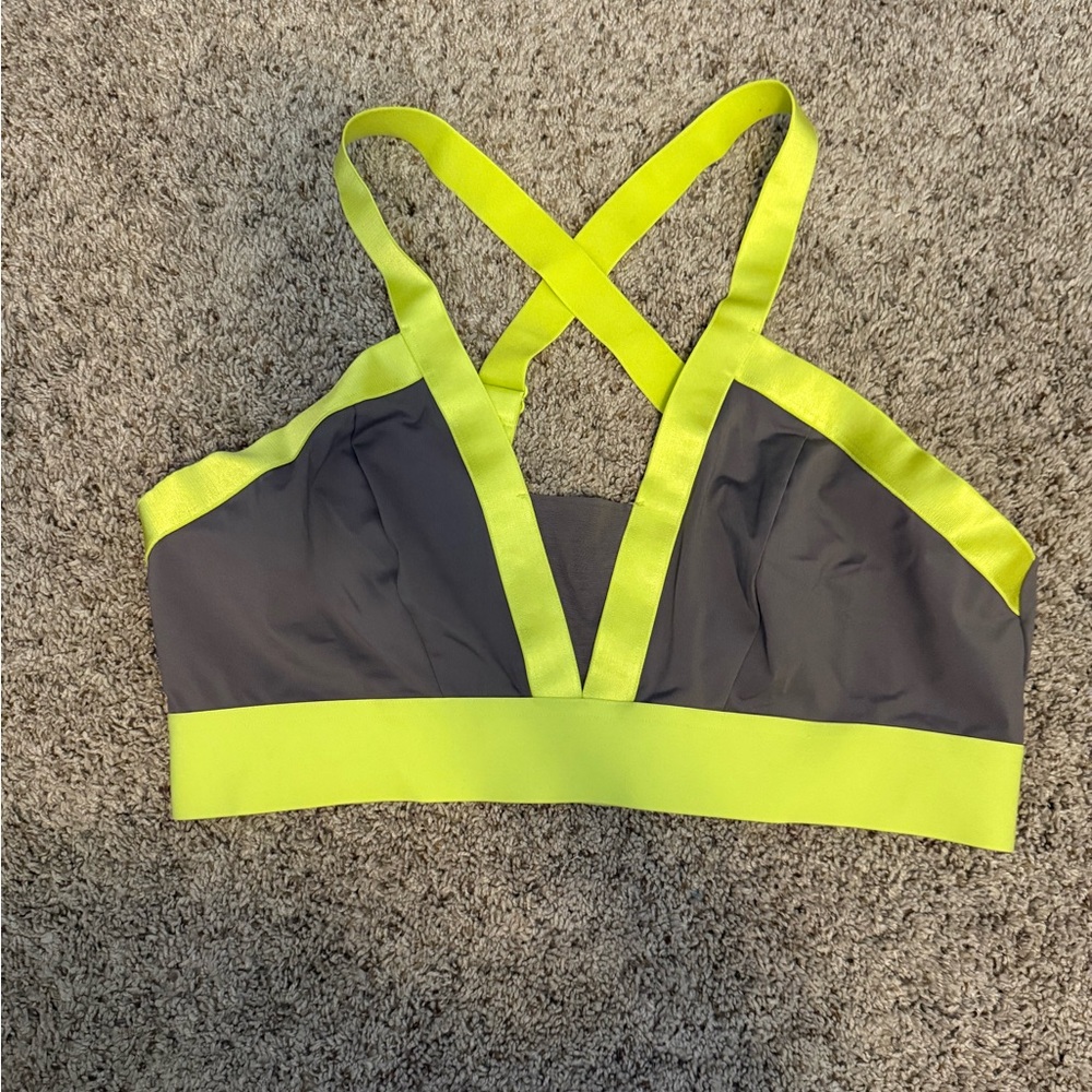 Women's Gray and Yellow Sports Bra